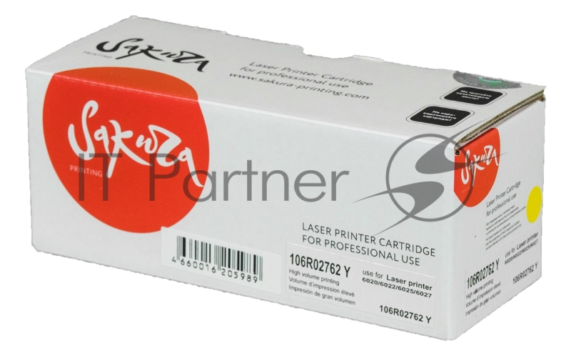 Картридж SAKURA 106R02762 для Xerox WorkCentre 6027, WorkCentre 6025, Phaser 6022, Phaser 6020, желттый, 1000 к.