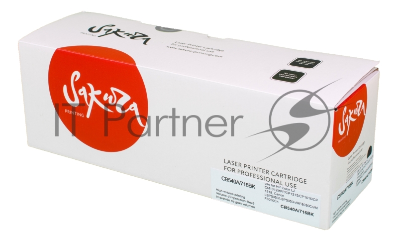 Картридж SAKURA CB540A/716Bk для HP Color LJ CM1312MFP/CP1215/CP1515/CP1518, Canon LBP5050, LBP5050n, MF8030Cn, MF8040Cn, MF8050Cn, MF8080Cw 1980B002 черный, 2300 к.