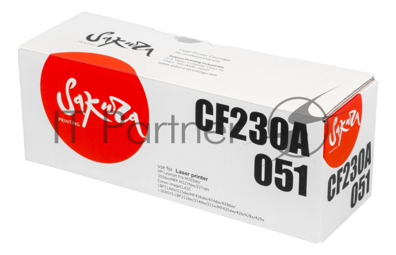 Картридж SAKURA CF230A/051 для HP и Canon, черный, 1 700 к.