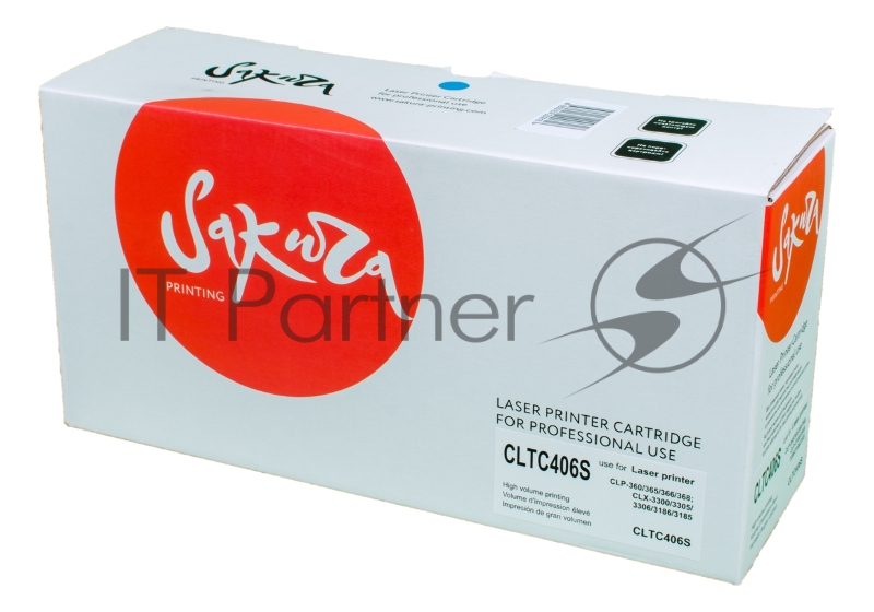 Картридж SAKURA CLTC406S для Samsung CLP-360/365/365w, CLX-3300/3305/3305w/3305Fw/330 Xpress C410/460, синий, 1000 к.