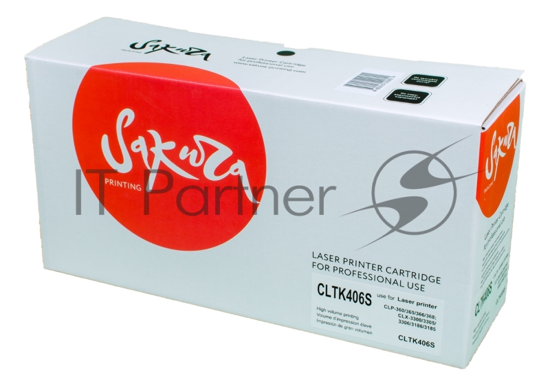 Картридж SAKURA CLTK406S для Samsung CLP-360/365/365w, CLX-3300/3305/3305w/3305Fw/330 Xpress C410/460, черный, 1500 к.