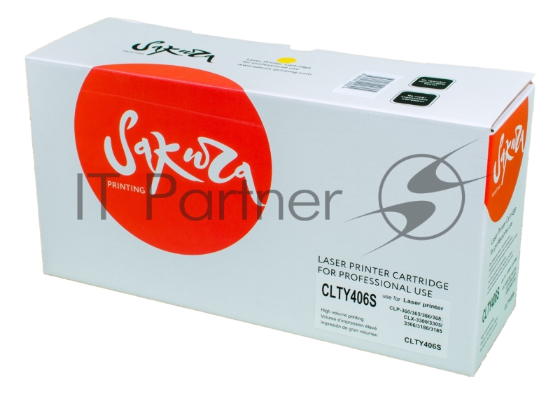 Картридж SAKURA CLTY406S для Samsung CLP-360/365/365w, CLX-3300/3305/3305w/3305Fw/330 Xpress C410/460, желтый, 1000 к.