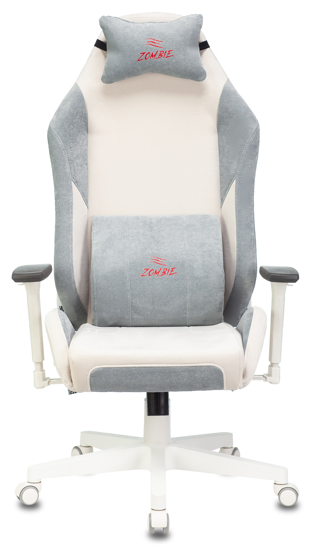 Кресло игровое Zombie EPIC PRO Fabric белый/серо-голубой с подголов. крестовина пластик пластик белый