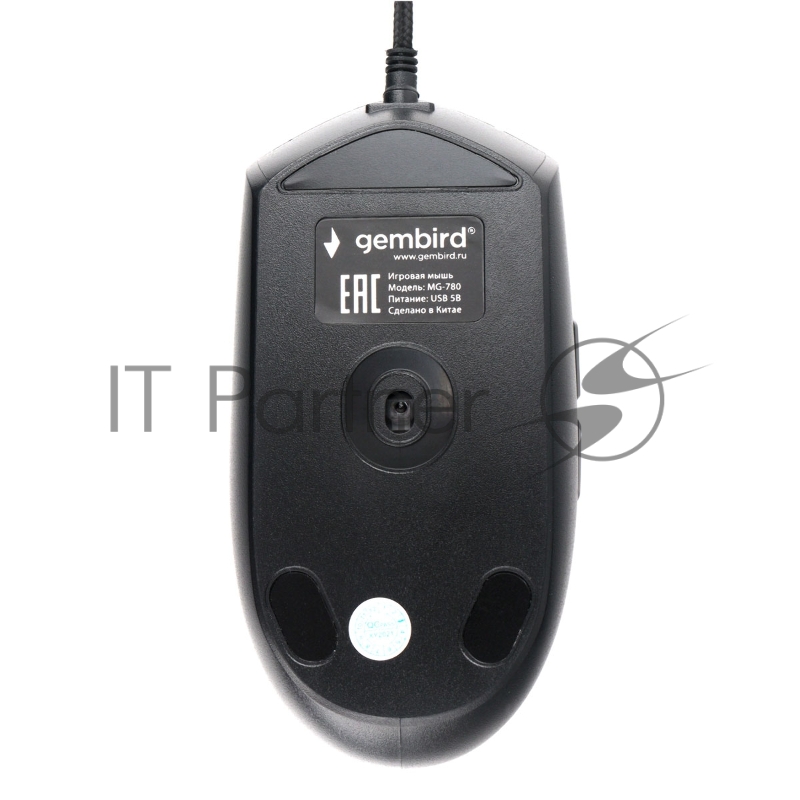 Мышь игровая Gembird MG-780, USB, 2400DPI, 5кнопок+колесо-кнопка, кабель тканевый 1.5 м
