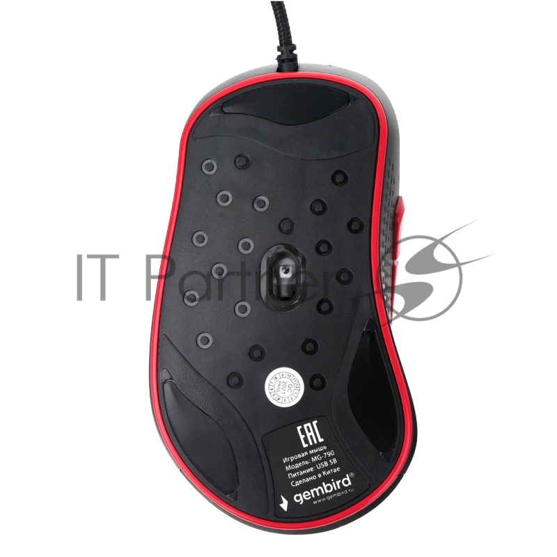 Мышь игровая Gembird MG-790, USB, 2400DPI, 5кнопок+колесо-кнопка, кабель тканевый 1.5 м