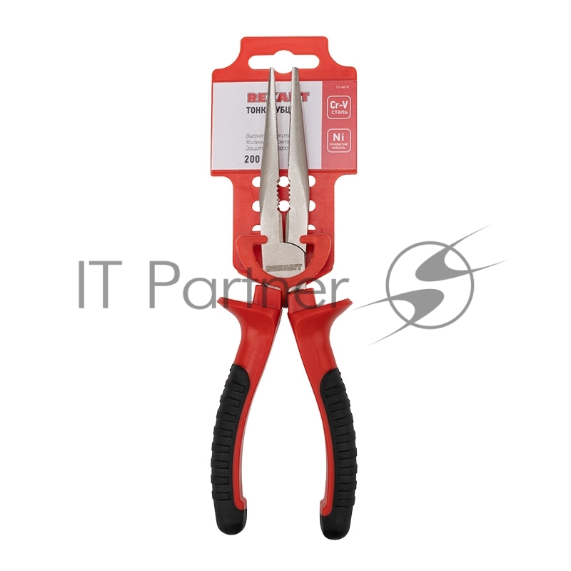 Тонкогубцы REXANT 200 мм никелированные, двухкомпонентные рукоятки