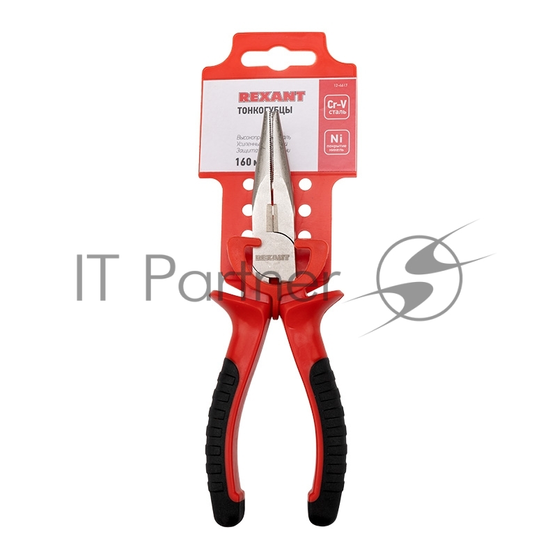 Тонкогубцы REXANT 160 мм никелированные, двухкомпонентные рукоятки