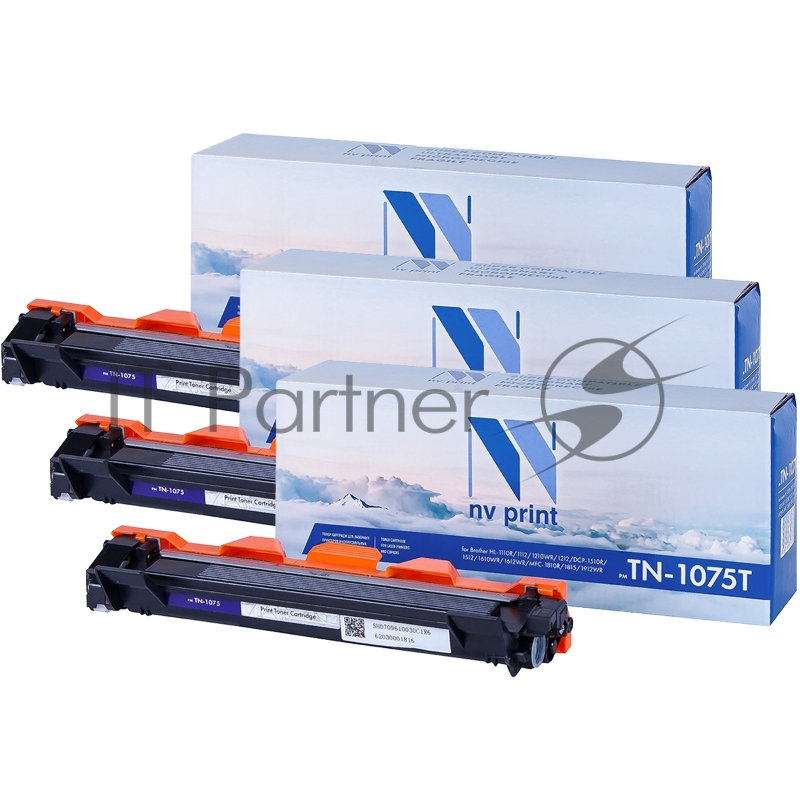 Картридж NVP совместимый NV-TN-1075T-SET3 для Brother HL-1110R/ HL-1112R/ DCP-1510R/ DCP-1512R/ MFC-1810R/ MFC-1815R/ HL-1210WR/ HL-1212WR/ DCP-1610WR/ DCP-1612WR/ MFC-1912WR (1000k) (3 шт)