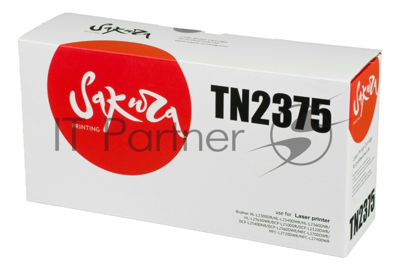 Картридж SAKURA TN2375 для Brother HL-L2300DR, HL-L2340DWR, HL-L2360DNR, HL-L2365DWR, DCP-L2500DR, DCP-L2520DWR, DCP-L2540DNR, DCP-L2560DWR, MFC-L2700DWR, MFC-L2720DWR, MFC-L2740DWR, 2600 к.