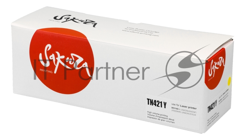 Картридж SAKURA TN421Y для Brother HL-8260DCW, DCP-8410, MFC-8690, желтый, 1 800к.