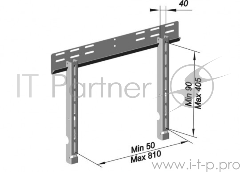 Кронштейн для телевизора Holder PFS-4010 металлик 32-50 макс.60кг настенный фиксированный