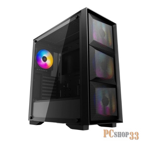 Корпус Deepcool MATREXX 50 MESH 4FS без БП, боковое окно (закаленное стекло), 3xColor LED 120мм ветилятора спереди, 1xColor LED 120мм ветилятор сзади, черный, ATX