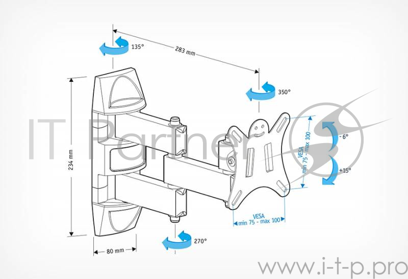 Кронштейн для телевизора Holder LCDS-5039 металлик 10-26 макс.25кг настенный поворот и наклон