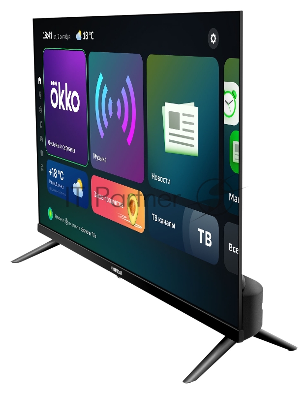 Телевизор LED Hyundai 43 H-LED43FS5004 Салют ТВ черный FULL HD 60Hz DVB-T DVB-T2 DVB-C DVB-S DVB-S2 USB WiFi Smart TV (RUS)