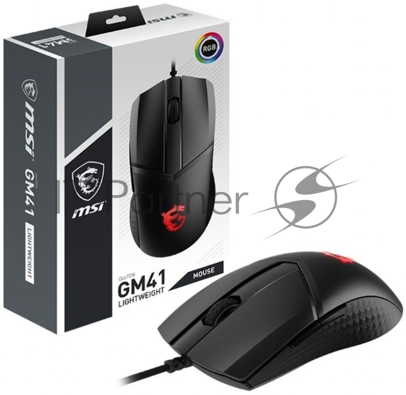 Мышь MSI Clutch GM41 Lightweight черный/красный оптическая (16000dpi) беспроводная USB2.0 (6but)