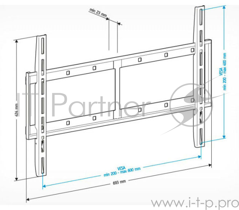 Кронштейн для телевизора Holder LCD-F6607 черный 42-65 макс.60кг настенный фиксированный