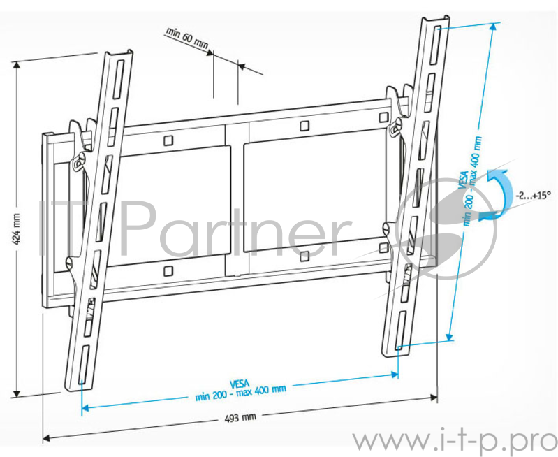 Кронштейн для телевизора Holder LCD-T4609 черный 32-65 макс.60кг настенный наклон