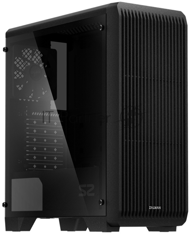 ZALMAN S2 TG, ATX, BLACK, TEMPERED GLASS WINDOW, 2x3.5, 2x2.5, 2xUSB2.0, 1xUSB3.0, FRONT 2x120mm