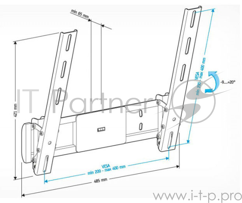 Кронштейн для телевизора Holder LCD-T4612 черный 32-65 макс.40кг настенный наклон