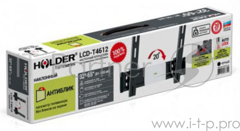 Кронштейн для телевизора Holder LCD-T4612 черный 32-65 макс.40кг настенный наклон