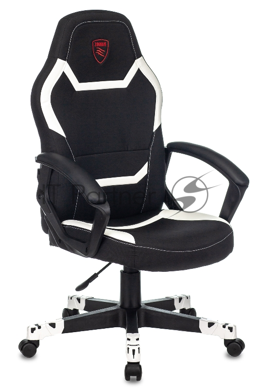 Кресло игровое Zombie 10 черный/белый искусст.кожа/ткань крестовина пластик