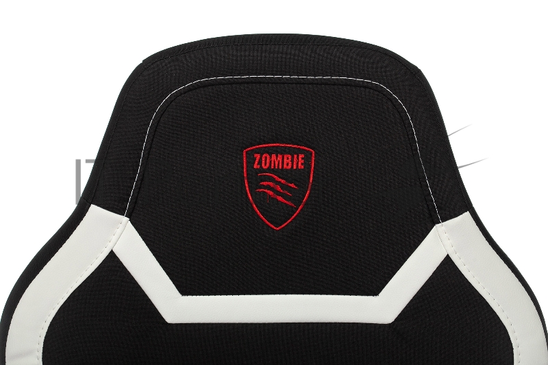 Кресло игровое Zombie 10 черный/белый искусст.кожа/ткань крестовина пластик
