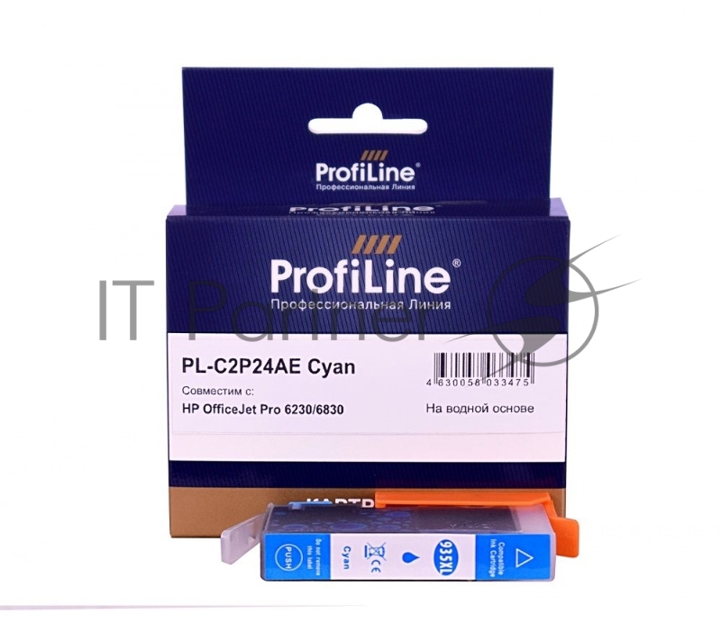 Струйный картридж PL-C2P24AE (№935XL) для принтеров HP OfficeJet Pro 6230/6830 с чернилами на водной основе Cyan ProfiLine