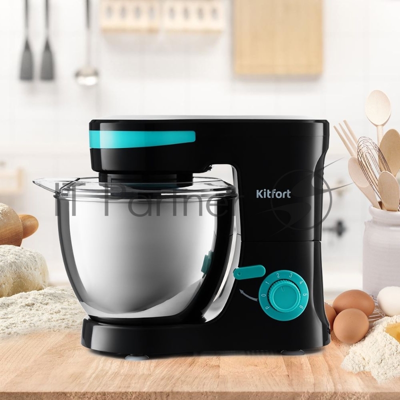 Миксер планетарный Kitfort КТ-3044-4 черный/бирюзовый