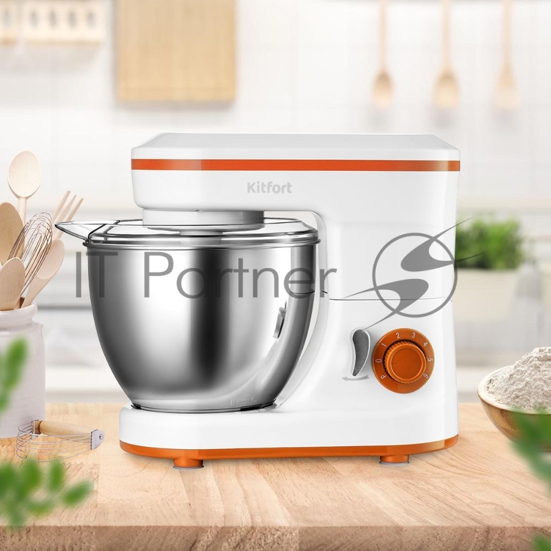 Миксер планетарный Kitfort КТ-3045-3 белый/оранжевый