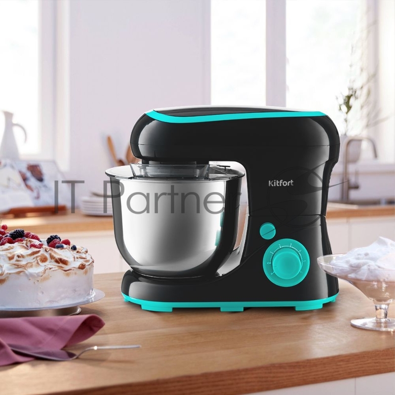 Миксер планетарный Kitfort КТ-3046-2 черный/бирюзовый