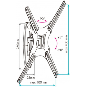 Кронштейн VLK TRENTO-14 black, для LED/LCD TV 20-55, max 25 кг, настенный, 3 ст свободы, max VESA