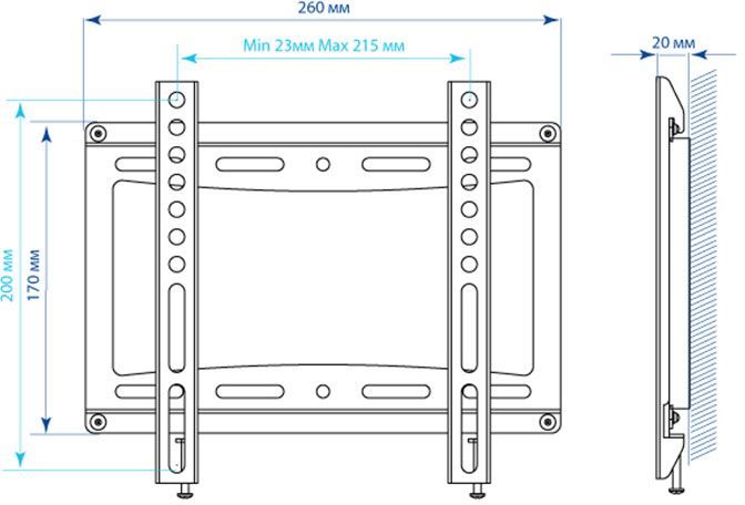 Кронштейн Kromax IDEAL-5 White, для LED/LCD/ TV 15-47, max 40 кг, настенный, 0 ст свободы, от стен