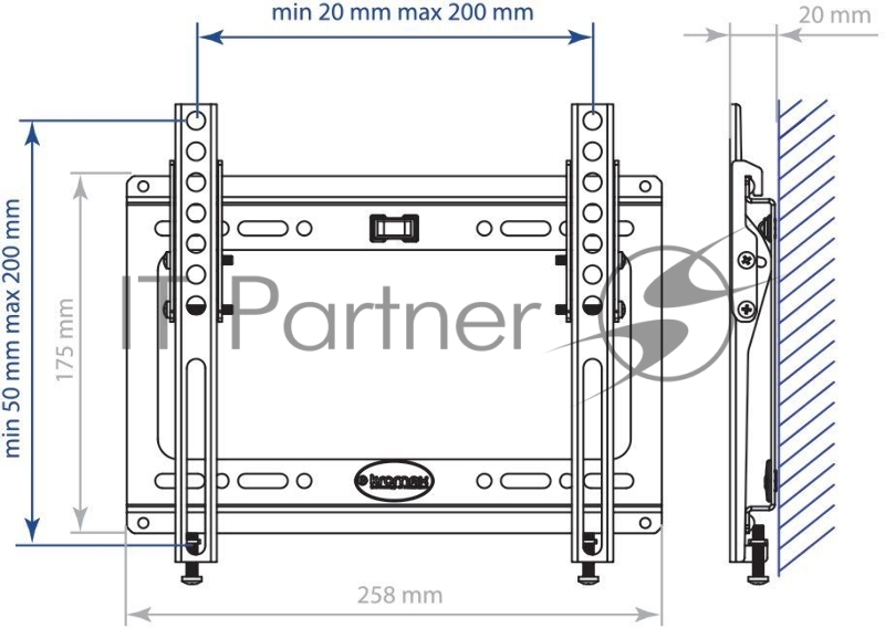Кронштейн Kromax IDEAL-6 white, настенный для TV 15-47, max 35 кг, 1 ст св., нак. 0°-8°, от ст
