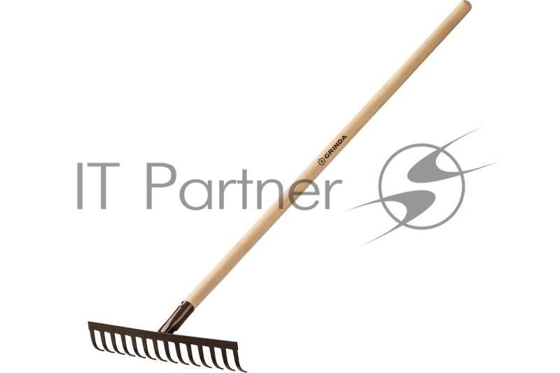 Грабли GRINDA 39583-14 14 прямых зубьев, 360х80х1300 мм, садовые, с дерев.черенком