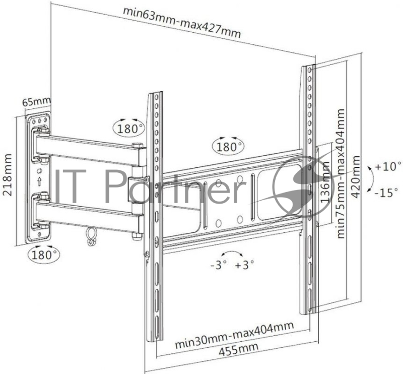 Крепление Ultramounts UM872 {Для использования с телевизорами диагональю 32-55, весом до 35кг. Воз
