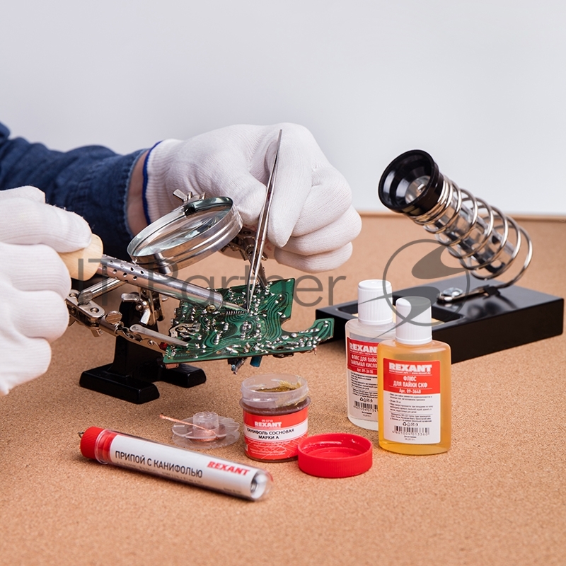 Набор для пайки REXANT К1 универсальный (припой, флюс ПК, флюс СКФ, канифоль, оплетка)