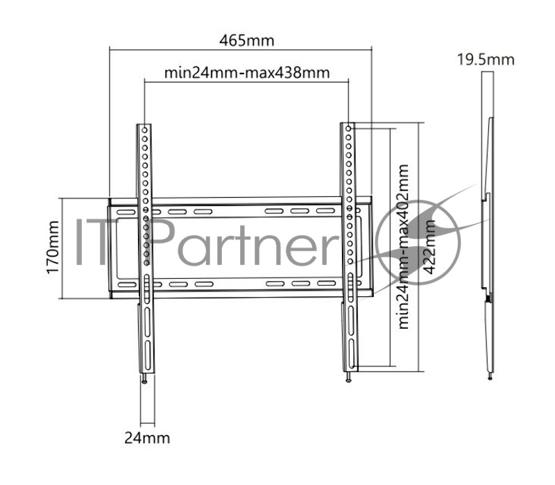 Крепление Ultramounts UM812F {Для использования с телевизорами диагональю 32-55, весом до 35кг.Рас