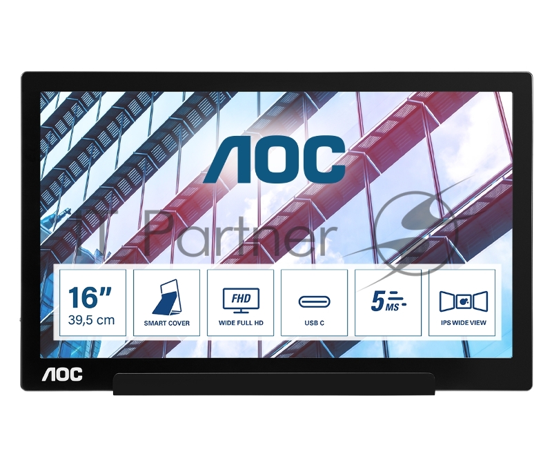 Монитор AOC 15.6 Style I1601P черный IPS LED 16:9 матовая 700:1 220cd 160гр/160гр 1920x1080 FHD USB 0.824кг