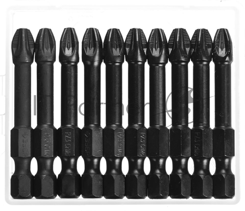 Биты Зубр ПРОФИ Pozidrive, тип хвостовика E 1/4, PZ3, 50мм, 10шт, в пластиковом боксе, на карточке 26023-3-50-S10