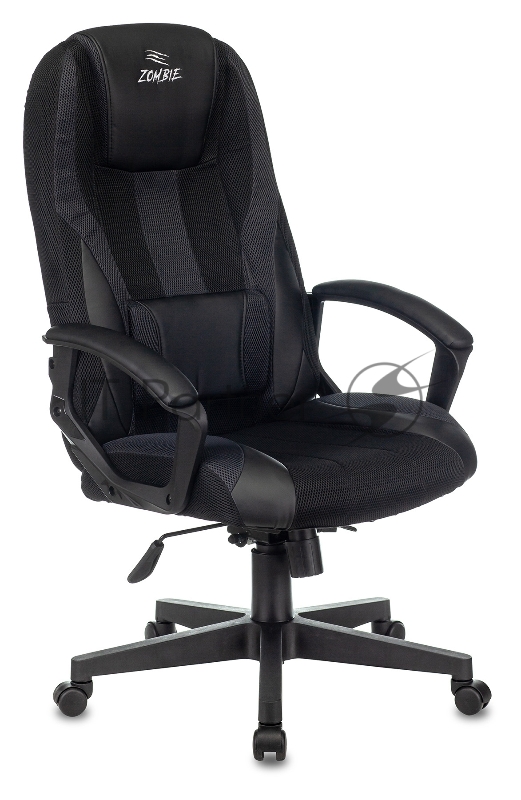 Кресло игровое Zombie 9 черный/серый искусст.кожа/ткань крестовина пластик