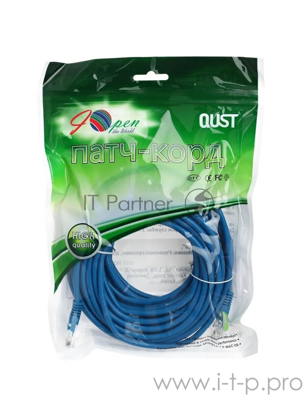 Патчкорд литой Aopen/Qust UTP кат.5е 10м синий (ANP511_10M_B)