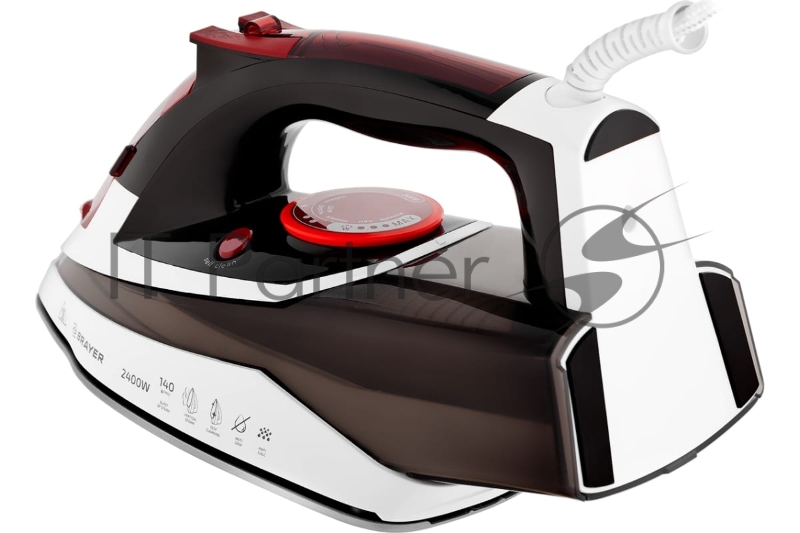 Утюг BRAYER BR4005, 2400 Вт, керамич, пар 140 г/мин, антикапля, разбрызг, 360 мл, верт отпарив.