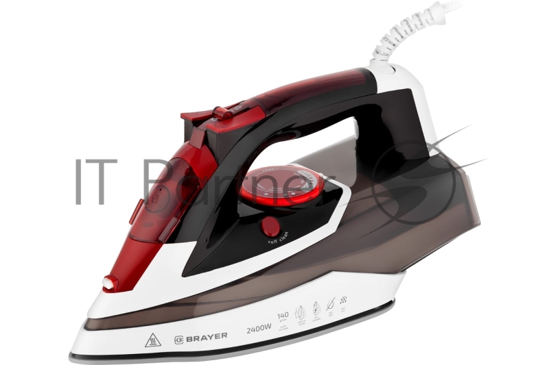 Утюг BRAYER BR4005, 2400 Вт, керамич, пар 140 г/мин, антикапля, разбрызг, 360 мл, верт отпарив.