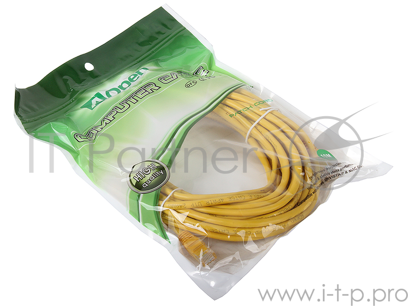 Патчкорд литой Aopen/Qust UTP кат.5е 10м желтый (ANP511_10M_Y)