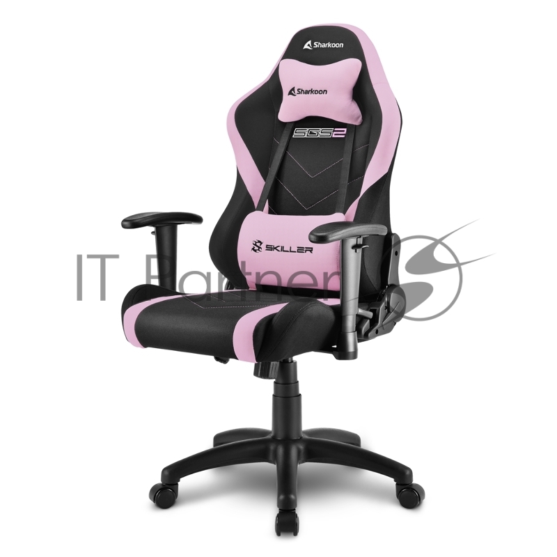 Игровое кресло Sharkoon Skiller SGS2 Jr. чёрно-розовое (ткань, регулируемый угол наклона, механизм качания)