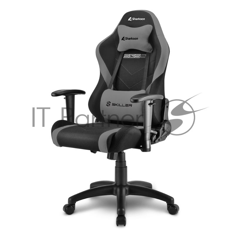 Игровое кресло Sharkoon Skiller SGS2 Jr. чёрно-серое (ткань, регулируемый угол наклона, механизм качания)