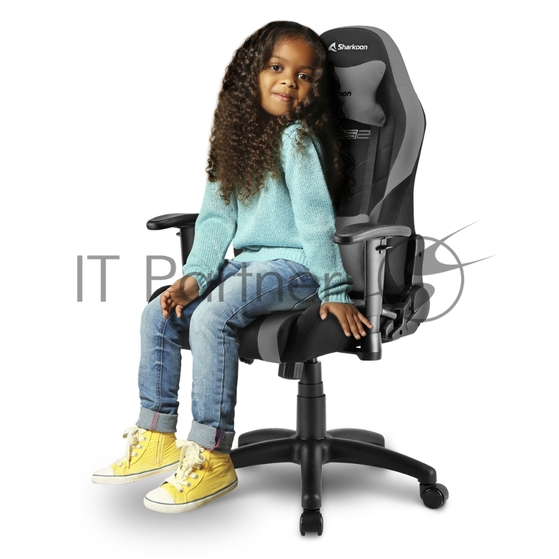 Игровое кресло Sharkoon Skiller SGS2 Jr. чёрно-серое (ткань, регулируемый угол наклона, механизм качания)