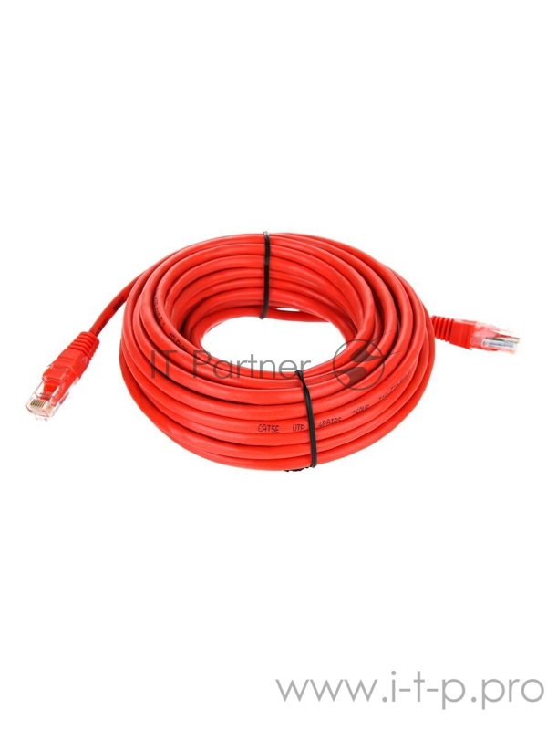 Патчкорд литой Telecom UTP кат.5е 10,0м красный