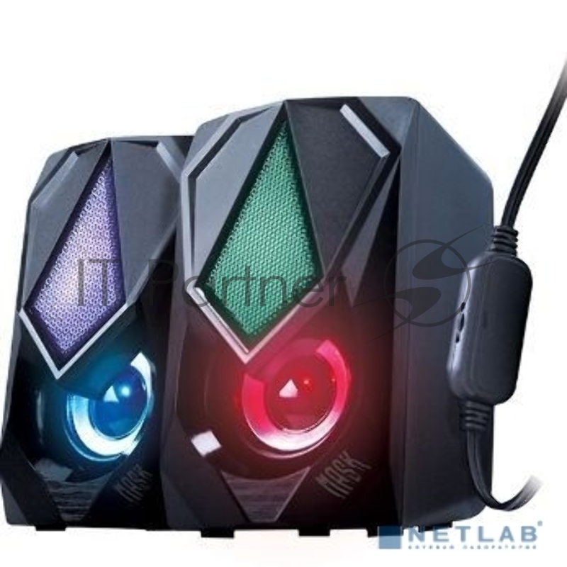 Колонки 2.0 Qumo Mask AS004, 10 ВТ, объемное звучание, RGB подсветка
