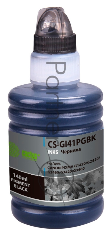 Чернила Cactus CS-GI41PGBK черный140мл для Canon PIXMA G1420/G2420/G2460/G3420/G3460